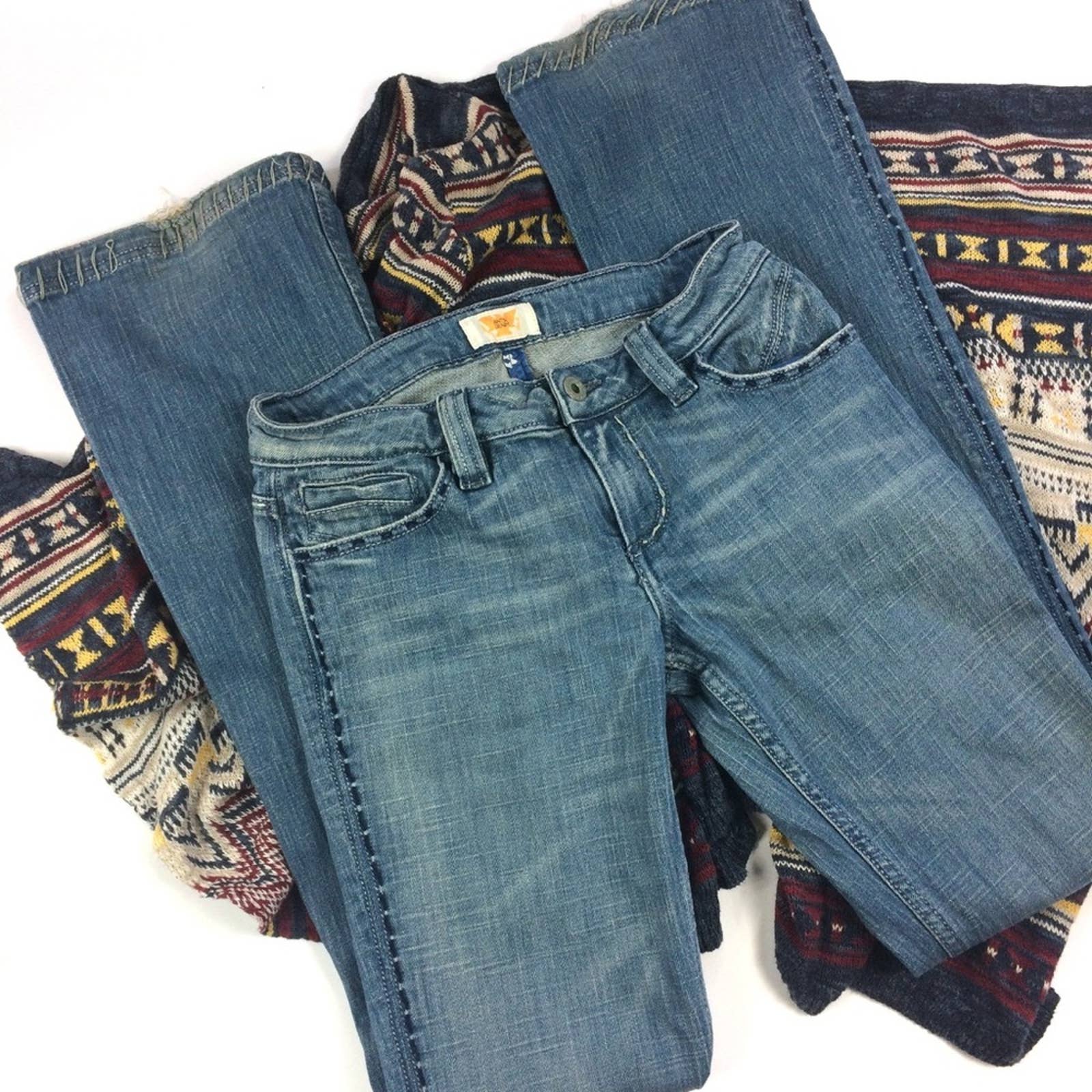 Antik Denim Stitched Blue Jeans